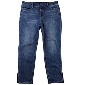 Talbots Womens Jeans Sz 14 Slim Ankle Cropped Split Hem Bling Accents 27" Inseam